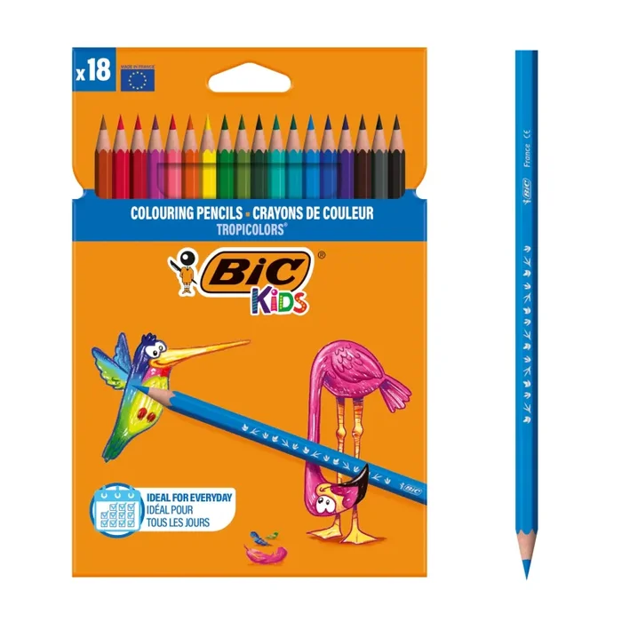 BIC Kids Matite Colorate, Tropicolors, Colori Per Bambini A Casa E A Scuola, Colori Assortiti, 18 Unità (Confezione da 1) Vendita online