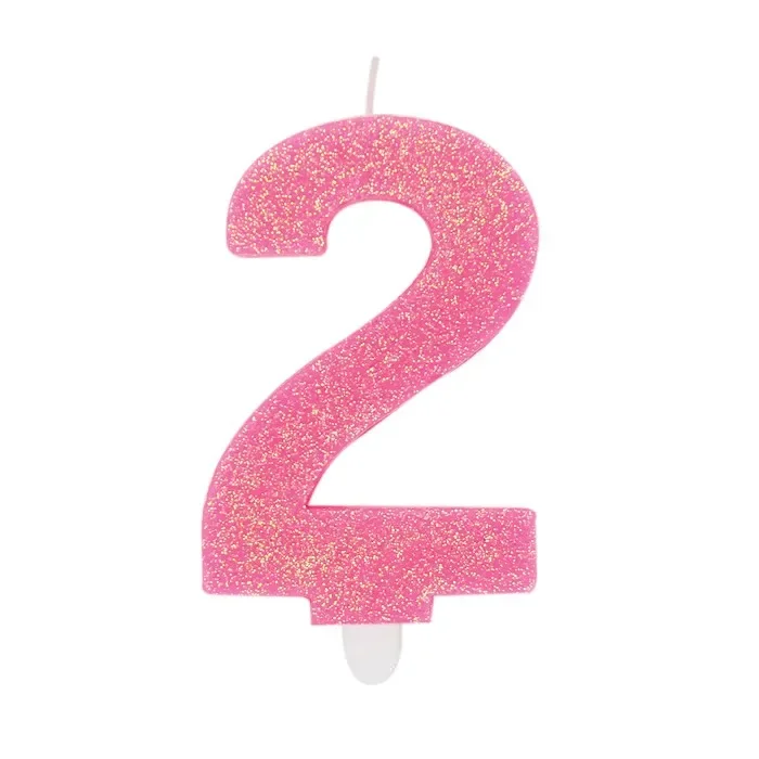 Big Party Candelina Numero 2 Cera Sweety Fuxia Glitter Online ora