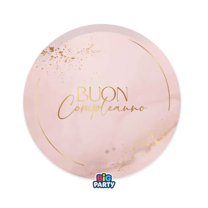 Big Party Piatti Carta Buon Compleanno Blush Rose D 18 Cm Cf 6 Pz Rosa
