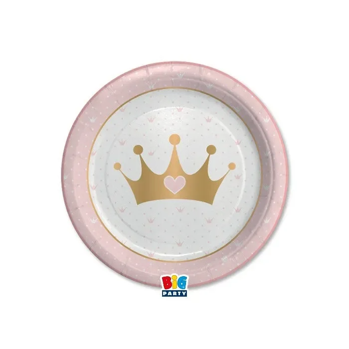 Big Party Piatti D 18 Cm Princess Crown Rosa Oro 8 Pz