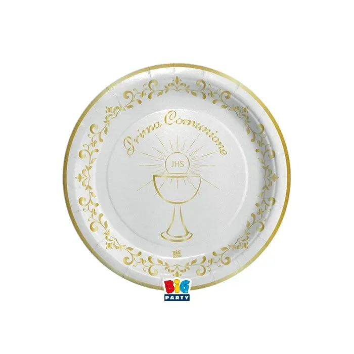Big Party Piatti Prima Comunione Gold D 18 Cm 8 Pz