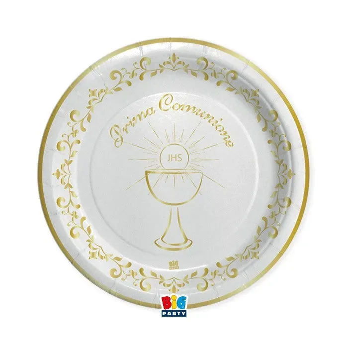 Big Party Piatti Prima Comunione Gold D 24 Cm 8 Pz