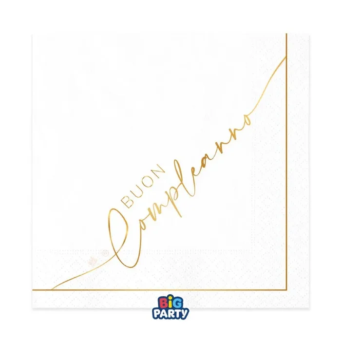Big Party Tovaglioli Carta Buon Compleanno Gold 33 x 33 Cm Bianco Oro Vendita online