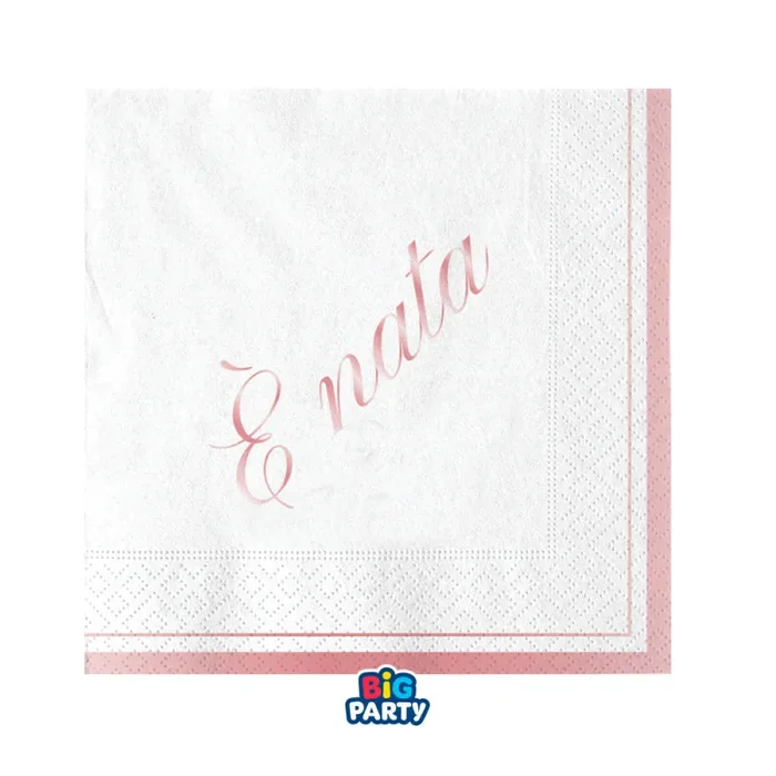 Big Party Tovaglioli Carta E’ Nata 25 x 25 Cm Cf 16 Pz Rosa