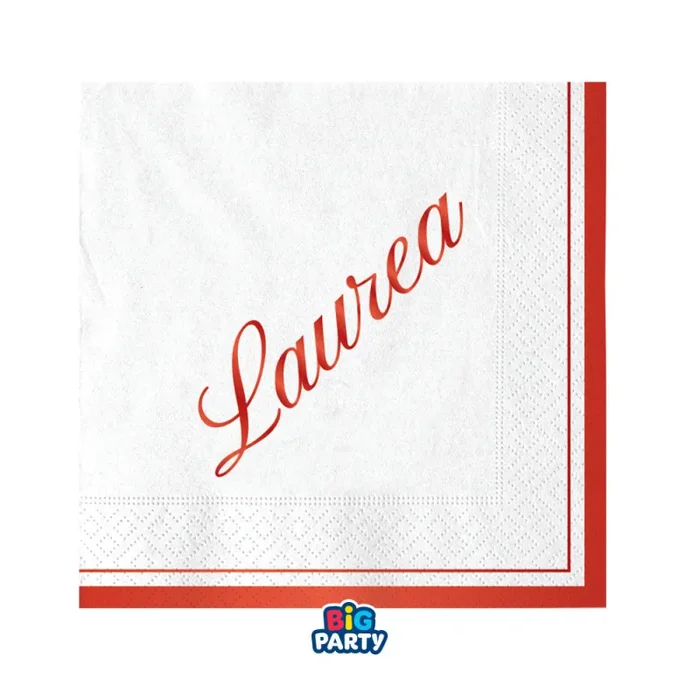Big Party Tovaglioli Carta Laurea 25 x 25 Cm Cf 16 Pz Bianco Rosso