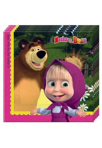 Bigiemme Tovagliolo Masha e Orso 33 x 33 Cm 20 Pz Sconti