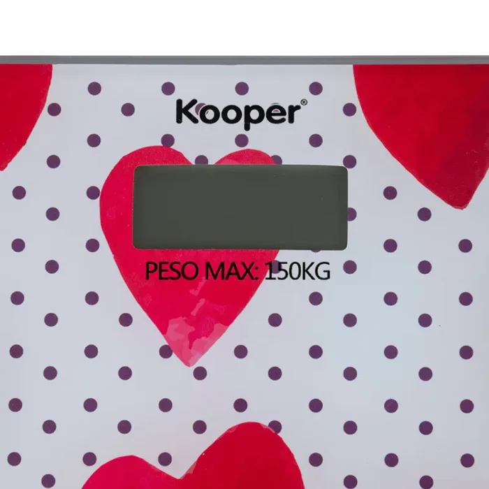 Bilancia Pesapersona Elettronica Max 150 Kg in Vetro Kooper Bianco con Cuori - immagine 3