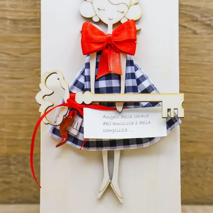 Bimba/Angelo della Chiave con Abito Blu a Quadri Beccalli - immagine 3