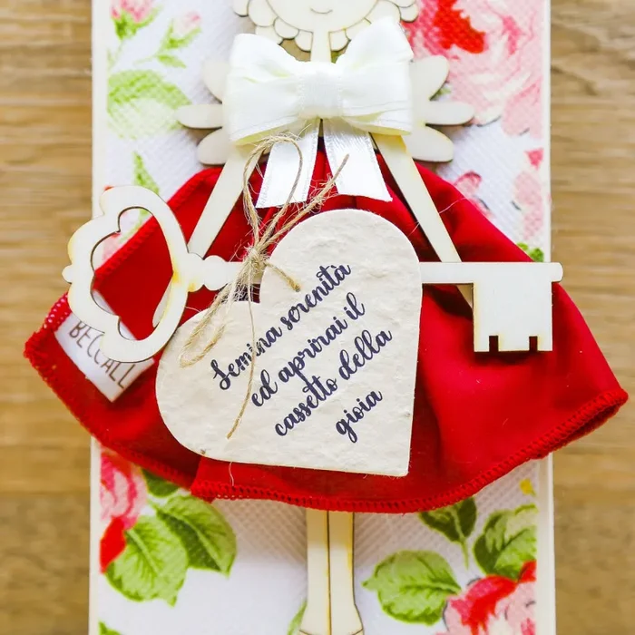 Bimba/Angelo delle Buon Auspicio con Carta che Germoglia Cuore Beccalli - immagine 3