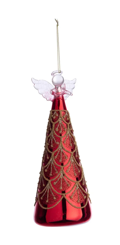 Bizzotto Pendaglio Natale Vetro Winslows Angelo Rosso L