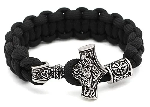 Black Paracord con martello di Thor Rune nodo amuleto Mjolnir esterna in… Vendita online