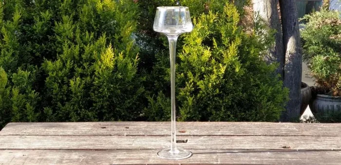 BONTURI CASA HOME DECORATION Calice WindLight Stelo 30 Clear Gold H 30 Cm D 7,5 Cm Vetro