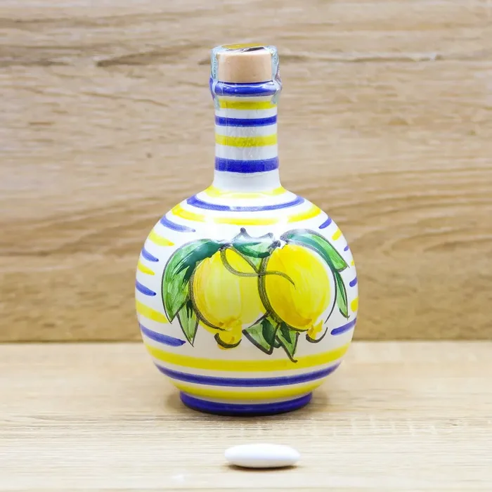 Bottiglia Grande Tonda Limoncello decoro Vietrese Il Borgo di Vietri Online - immagine 2