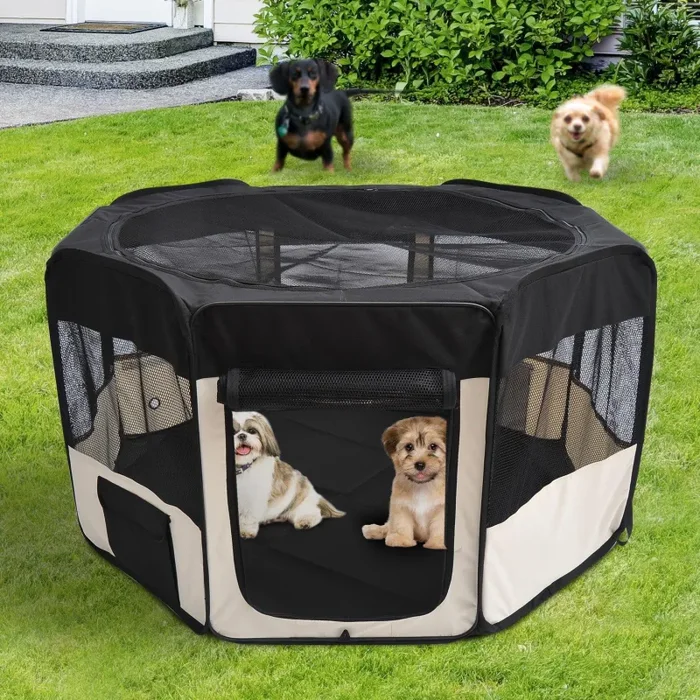 Box per Animali Cani Gatti pieghevole bianco e ero 125x48x58 cm Saldi - immagine 2