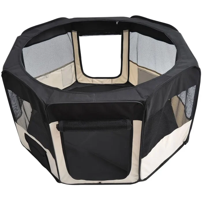 Box per Animali Cani Gatti pieghevole bianco e ero 125x48x58 cm Saldi - immagine 3