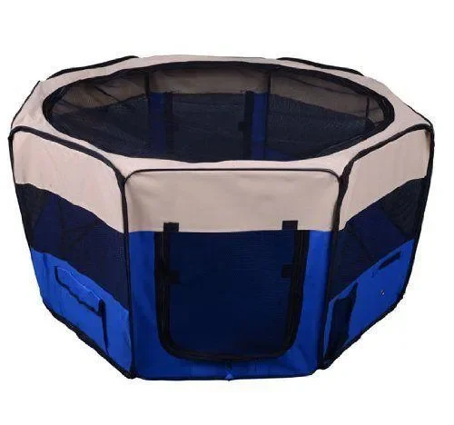 Box per Animali Domestici Pieghevole 125x125x58 cm Blu Scuro