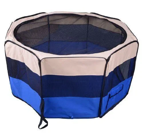 Box per Animali Domestici Pieghevole 125x125x58 cm Blu Scuro - immagine 3