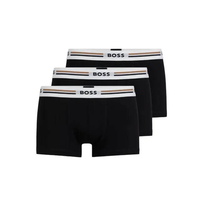 BOXER CORTI ELASTICIZZATI CON RIGHE TIPICHE DEL MARCHIO SULL’ELASTICO IN VITA IN CONFEZIONE DA TRE