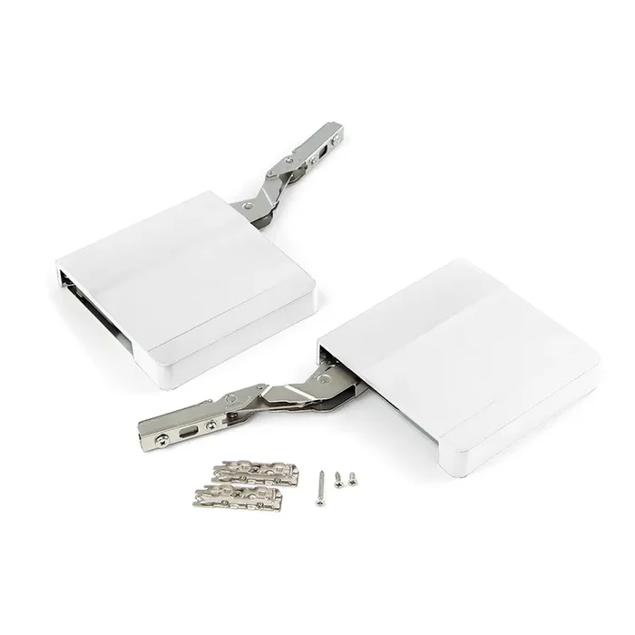 Braccetto per Ante a Ribalta Forza 580 – 1250 Plastica Bianca Acciaio e Tecnoplastica Emuca