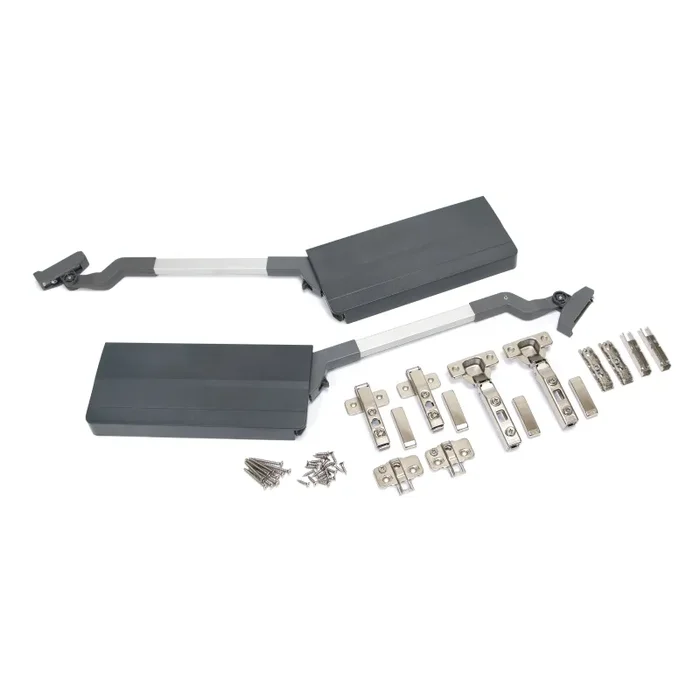 Braccetto per Ante Elevabile Agile Flap P 3,7 – 7,2 Kg Plastica Grigio Antracite Acciaio Emuca