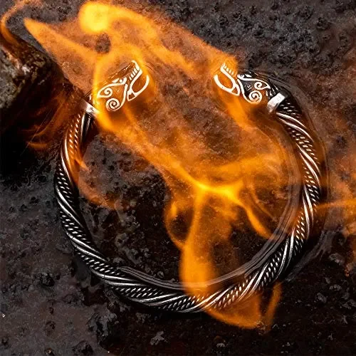 Bracciale da uomo in acciaio inox massiccio, stile vichingo, creato per… - immagine 2