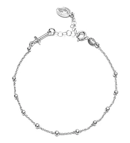 Bracciale Rosario In Argento 925 – Con Croce E Madonna – Linea Italia… - immagine 2