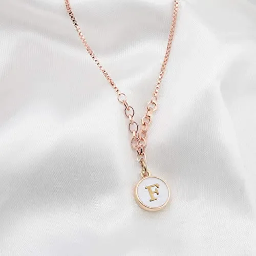 Braccialetto in oro rosa con iniziale e lettere dell’alfabeto, regolabile, F - immagine 2