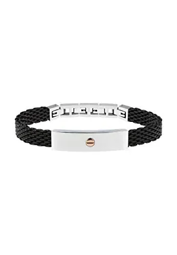 BREIL Bracciale Uomo in Acciaio Nero con Placchetta e Inserto in…
