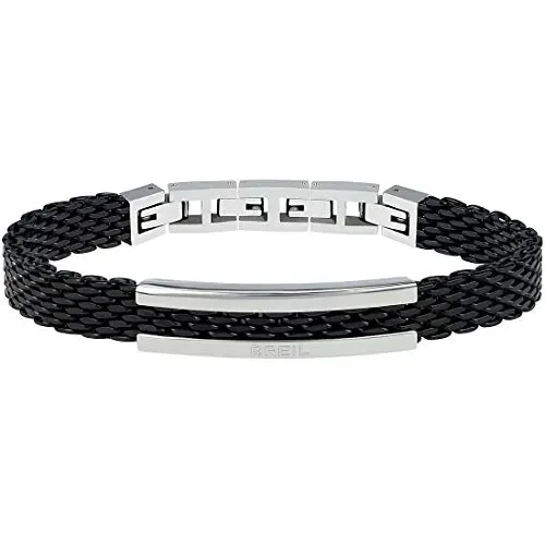 BREIL Bracciale Uomo in Acciaio Nero con Placchetta Lucido TJ2742