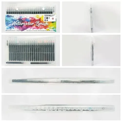 Brush Pen Lettering 24 Acquerelli + 1Testina Morbida, Pennarelli Lettering Professionali Acquerellabili, Brush Pen Set per Lettering, Calligrafia, Disegno a Colori, Idee Regalo Pasqua - immagine 2