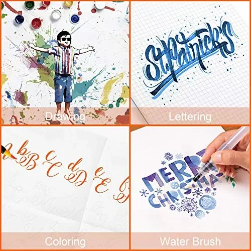 Brush Pen Lettering 24 Acquerelli + 1Testina Morbida, Pennarelli Lettering Professionali Acquerellabili, Brush Pen Set per Lettering, Calligrafia, Disegno a Colori, Idee Regalo Pasqua - immagine 3