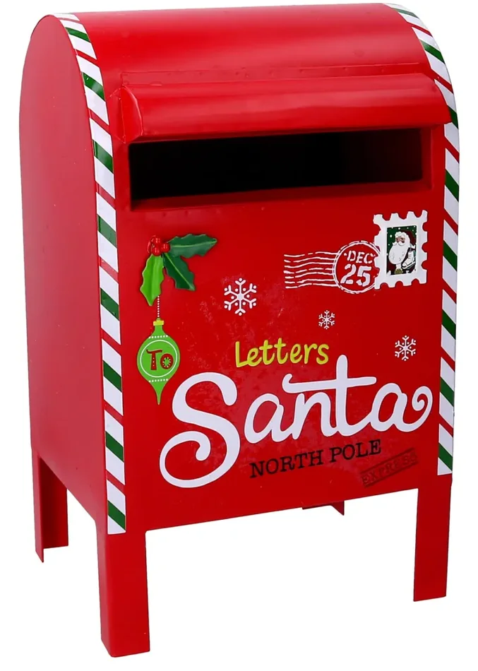 Buca delle Lettere di Babbo Natale 20,5×18,5×33,5 cm in Metallo Rossa
