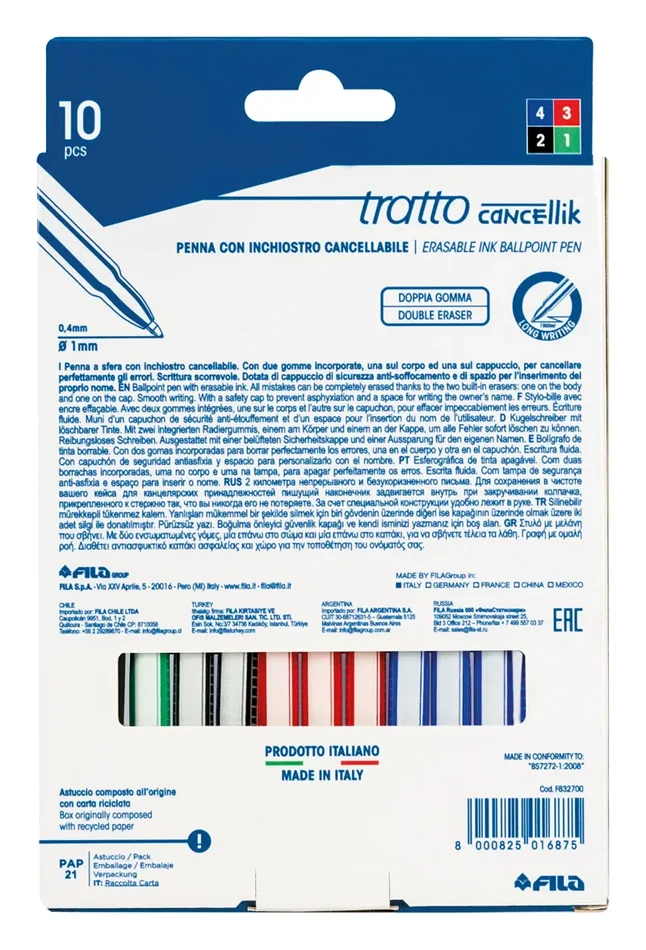 Busta Tratto Cancellik 8 + 2 colori scuola – 832700, 10 Pezzi - immagine 2