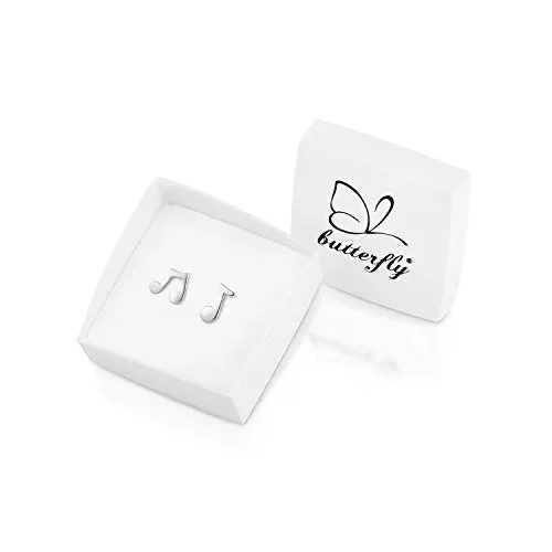 butterfly Bambine Ragazze Argento Orecchini a Perno 925 Note Musicali… Vendita calda online - immagine 2