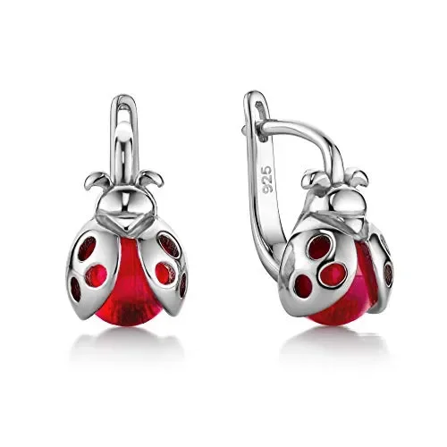 butterfly Bambine Ragazze Orecchini Argento Sterling 925 Rosso Coccinella… Vendita calda online