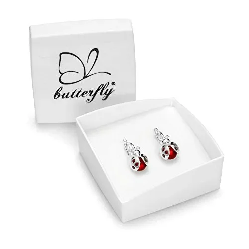 butterfly Bambine Ragazze Orecchini Argento Sterling 925 Rosso Coccinella… Vendita calda online - immagine 2