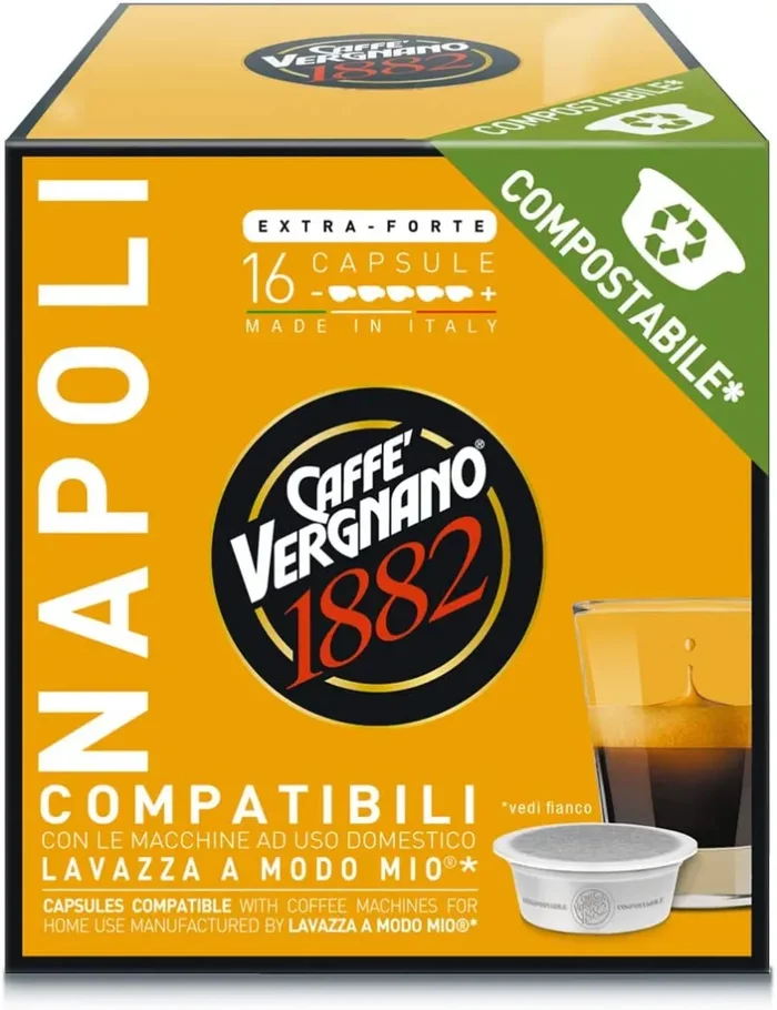Caffè Vergnano 1882 Capsule Caffè Compatibili Lavazza a Modo Mio Compostabili, Decaffeinato, 128 Unità – 1 kg