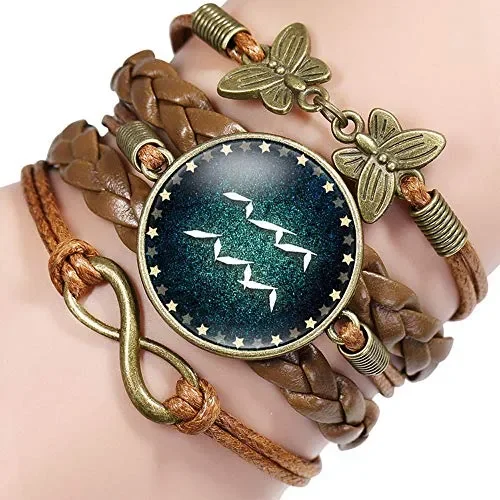 Caimeytie Marrone Braccialetto Intrecciato Regolabile 12 Acquario - immagine 2