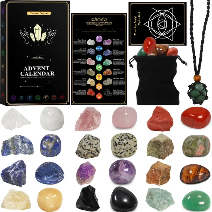 Calendario Avvento 2024 Adulti Pietre e Cristalli Regalo di Natale per Uomo Donna Fornitura