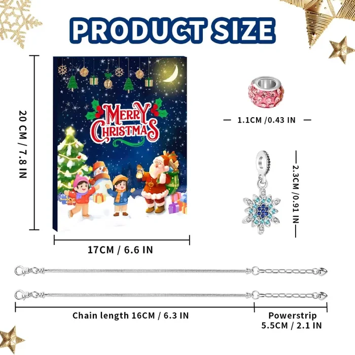 Calendario Avvento Braccialetti 2024, Calendario Avvento Gioielli 24 Giorni di Natale Conto Alla Rovescia Calendario Dell’avvento Fai da te Bracciale Fare Kit 22 Perline con Ciondoli 2 Braccialetti - immagine 3