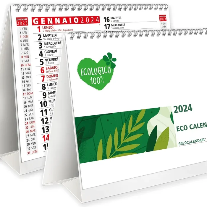 Calendario da Tavolo 2024 con Feste Settimane Lune e Santi con Numeri Grandi – Calendario 2024 da scrivania – Calendario ECOLOGICO 100% Certificato FSC® – 1 PZ