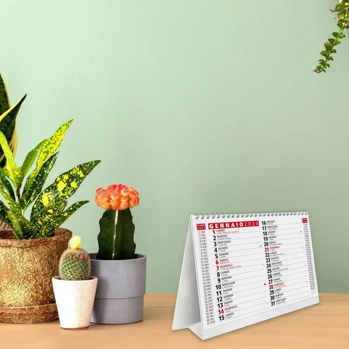 Calendario da Tavolo 2024 con Feste Settimane Lune e Santi con Numeri Grandi – Calendario 2024 da scrivania – Calendario ECOLOGICO 100% Certificato FSC® – 1 PZ - immagine 2