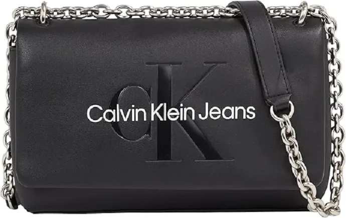 Calvin Klein Jeans Donna Borsa a Tracolla Sculpted Flag con Dettaglio a Catena
