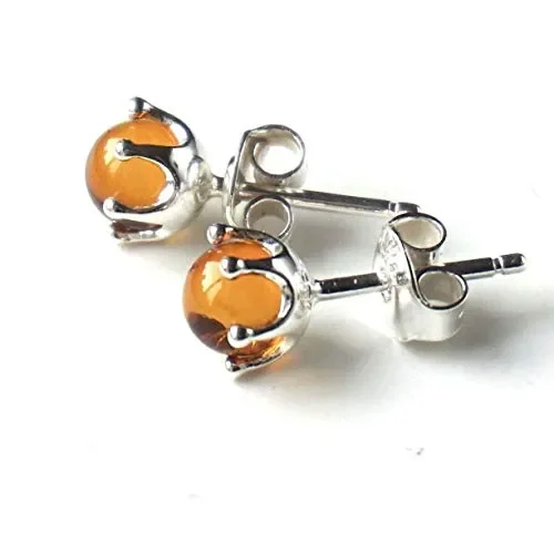 Camaleonte Orecchini a Bottone in Argento Sterling Massiccio 925 con Ambra… Online ora - immagine 2