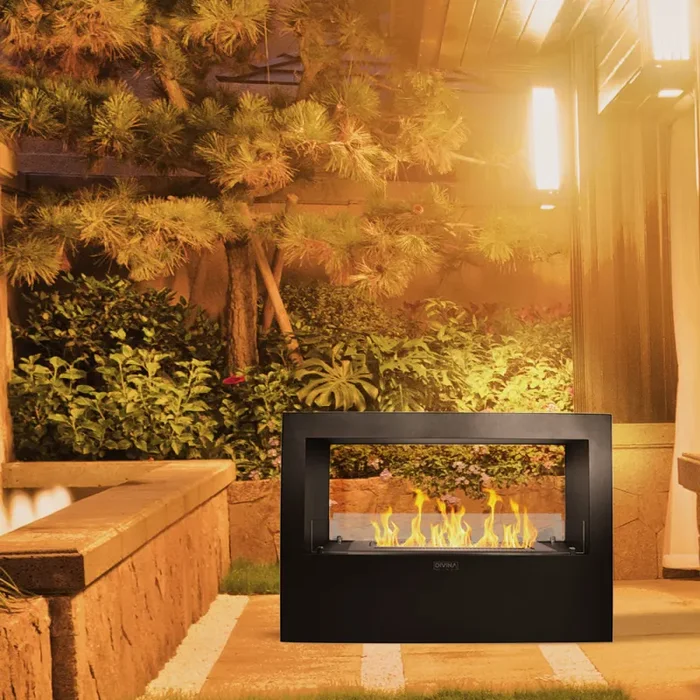 Camino a Bioetanolo da Pavimento 100x30x70 cm Giotto S Nero - immagine 3