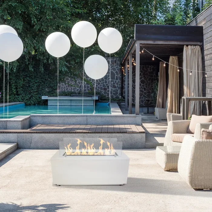 Camino a Bioetanolo da Pavimento 100x40x40 cm Caravaggio Bianco - immagine 3