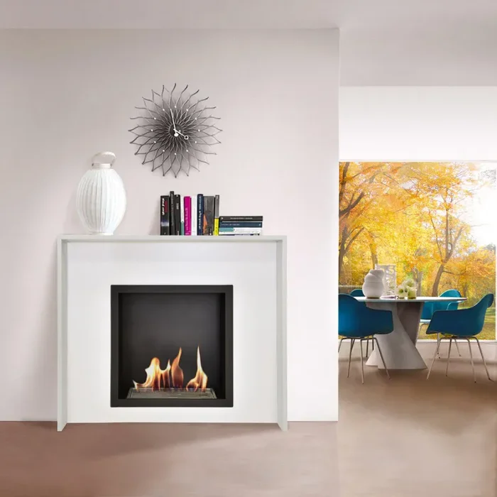 Camino a Bioetanolo da Pavimento 110x94x35 cm Roxana Tortora e Bianco - immagine 2