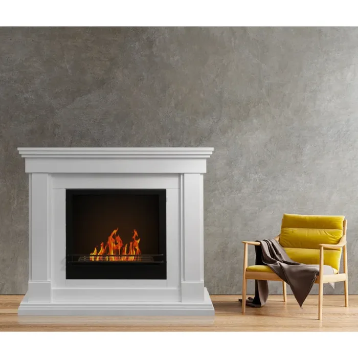 Camino a Bioetanolo da Pavimento 112x36x95 cm Clinton Bianco - immagine 2