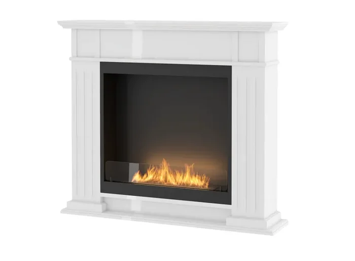 Camino a Bioetanolo da Pavimento 115×25 cm Inportal 1 Bianco con Vetro