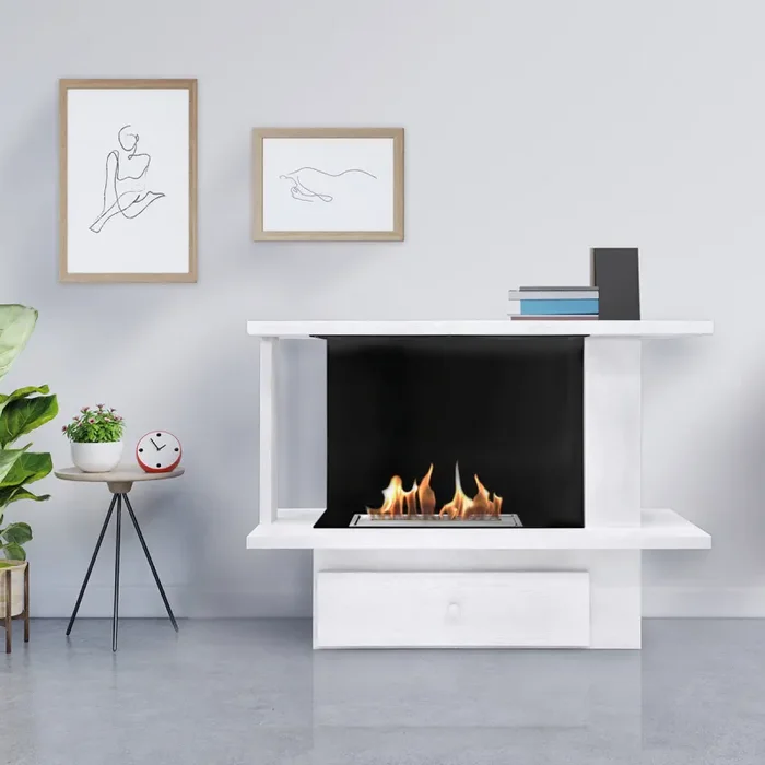 Camino a Bioetanolo da Pavimento 115x78x42,5 cm Grace Bianco - immagine 2